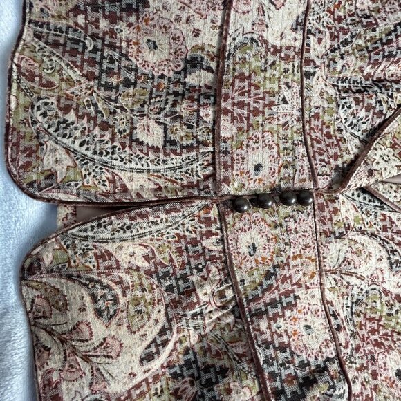 On & On Modern Femme Women's Long Sleeve Blazer Collared Jacket Lined Floral Tan - Picture 8 of 11